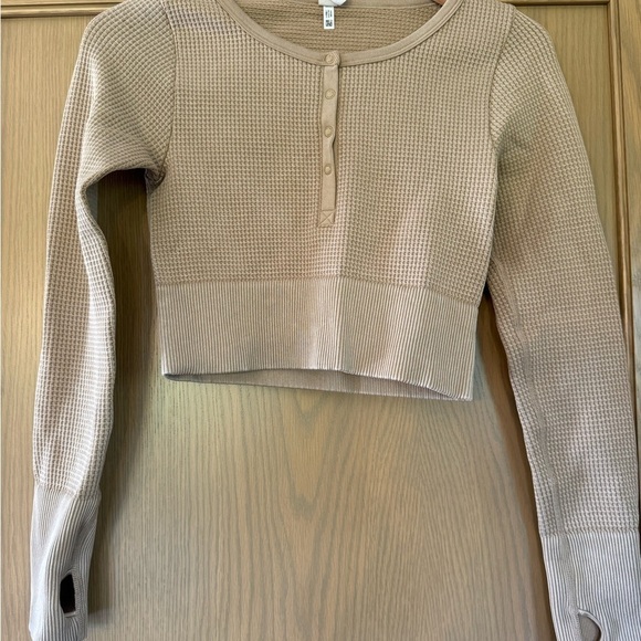 Offline by Aerie Main Squeeze Seamless Waffle Knit Long Sleeve Cropped / Med - Picture 8 of 10